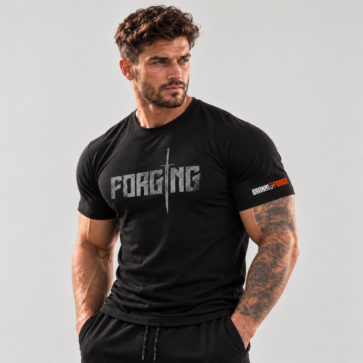 ForgeFit Tee in Black, studio light